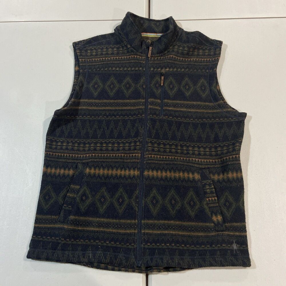 Smartwool Sweater Vest Men's Hudson Trail Fleece Zip Aztec Size XL